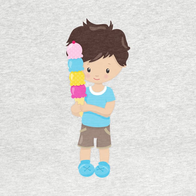 Boy With Ice Cream, Brown Hair, Ice Cream Cone by Jelena Dunčević